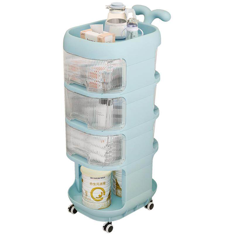 也雅婴儿用品置物架小推车喂养台收纳可移动新生儿专用护理手推车