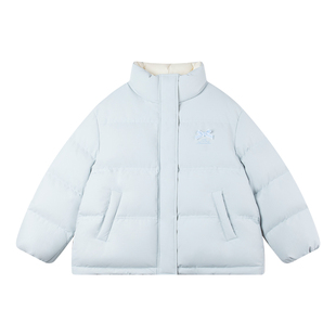 MUCMUKN【三防安心绒】奶油蓝蝴蝶结羽绒服提花肌理90绒女童冬新