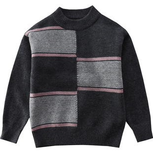 男童棉线麻花圆领毛衣2025秋冬季儿童洋气潮上衣中大童休闲针织衫