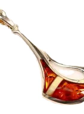 美国代购手作白琥珀纯银项链