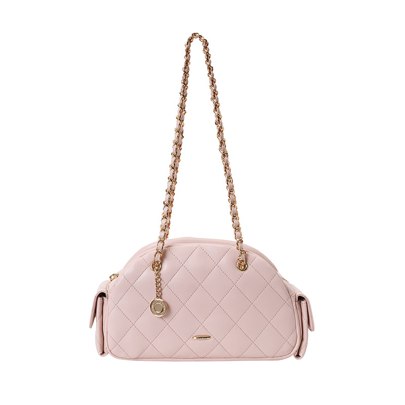 南风Chio2nd 岁月鎏金枕头包包女粉色菱格链条包高级感单肩包