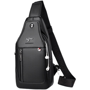 真皮胸包男2025新款防水皮质斜挎包休闲大容量多功能潮牌小号背包