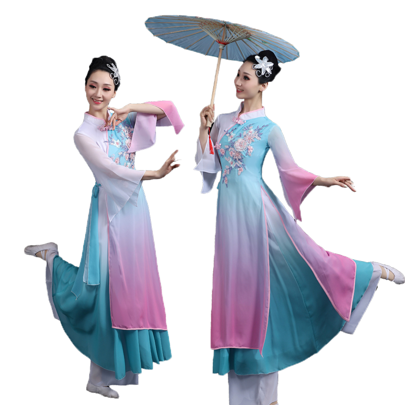 古典舞演出服女飘逸中国风艺考扇子舞伞舞雪纺秧歌服2025新款套装