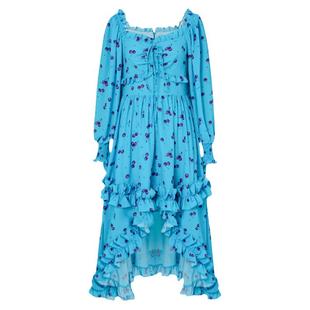 tanni新款法式复古方领车厘子女孩印花连衣裙TN11DR162A