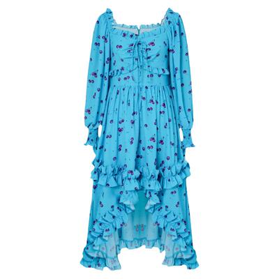 tanni法式复古方领印花连衣裙