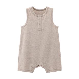 乖奇熊夏季薄款男女宝宝背心连体衣天竹纤维婴儿无袖哈衣爬服弹力