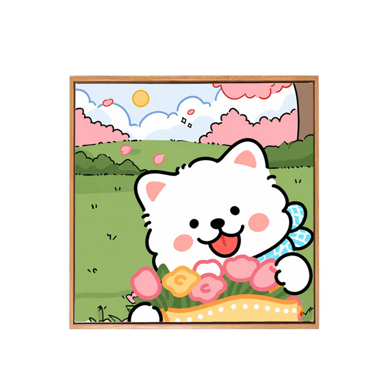 线条小狗数字油画手绘diy儿童画