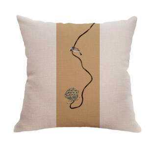 新中式禅意水墨荷花莲蓬靠垫客厅沙发茶室茶椅靠枕红木圈椅腰枕