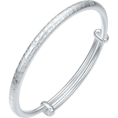 周六福百福镯手镯999足银实心镯子优雅气质本命年礼物