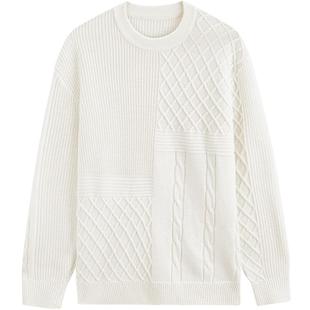 GXG男装 城市定义黑白纯色针织拼接肌理不易起球毛衣 23秋季品