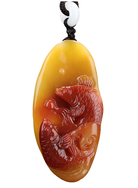 《年年有余》寿山石 老性三彩芙蓉石 挂件吊坠 金石篆刻 手工雕刻