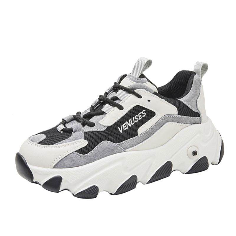 真皮老爹鞋女款春秋2026新款超火小个子显脚小增高厚底休闲运动鞋