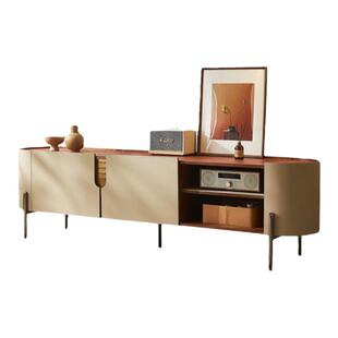 意式极简马鞍皮电视柜茶几组合客厅设计师现代简约圆角储物柜地柜