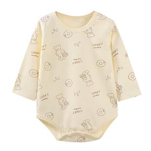 妙童岛婴儿衣服春季长袖包屁衣婴幼儿男女宝宝a类纯棉打底连体衣