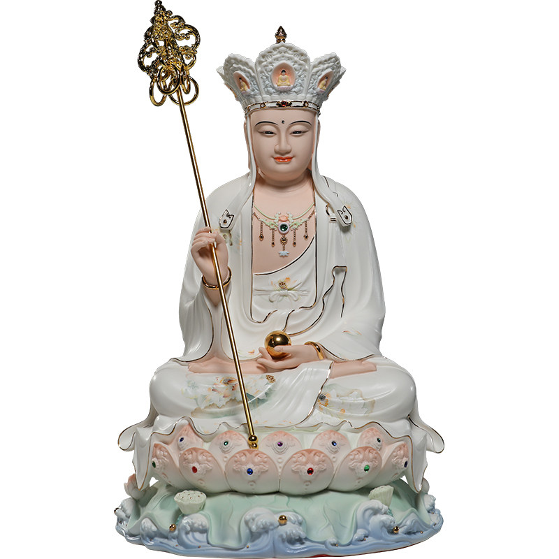 微美陶瓷裟婆三圣全堂佛摆件