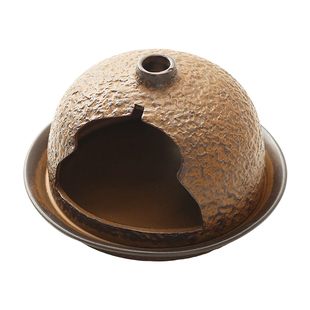 手作陶瓷小壁炉户外燃熏白鼠尾草净化雪松圣木香氛香薰炉燃香盘