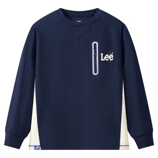 Lee kids圆领长袖T恤男女大童薄款卫衣秋衣宽松套头休闲百搭上衣