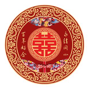 百年好合永结同心结婚喜庆囍字十字绣2026客厅新款线绣圆形手工绣