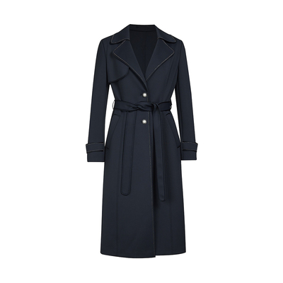 珂莱同款收腰系带经典款风衣中长