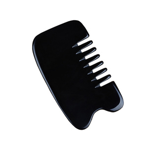 张秀琴全息板加厚大齿梳胸部通络黑牛角梳头部刮痧梳保健按摩梳子