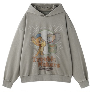 【猫和老鼠联名】BJHG不计后果美式连帽卫衣男款春秋季潮牌外套女