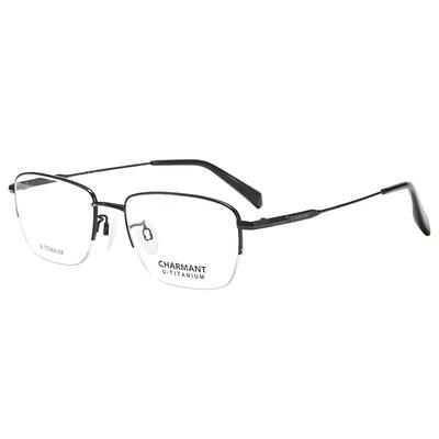 夏蒙男士方形半框优值钛眼镜架