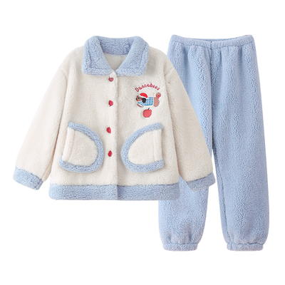 女童珊瑚绒睡衣冬季保暖加绒加厚