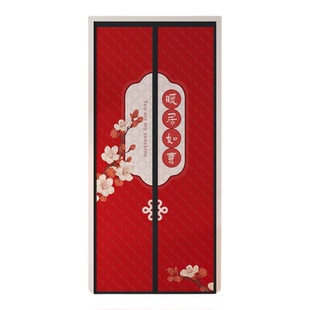 棉门帘免打孔室内加厚夹棉自吸粘冬天保暖挡风帘防寒防冷家用隔断