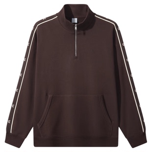 【老花织带】卡宾立领半拉链卫衣男装春新款重磅纯棉休闲上衣