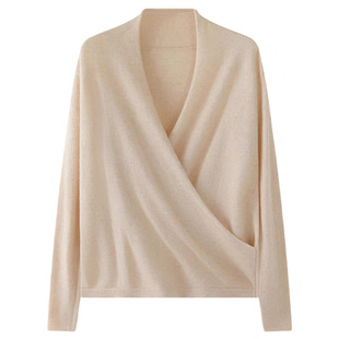 纯欲风羊毛衫女交叉领温柔系显瘦秋冬款打底衫小心机禁欲系针织衫