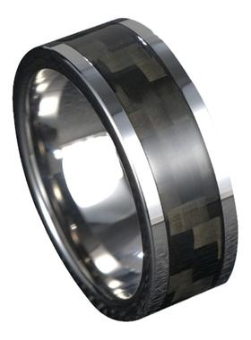 飒雅钨金碳纤维百搭戒指