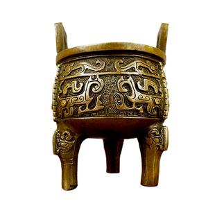 全铜龙鼎摆件鼎盛千秋工艺品铜鼎 复古三足圆鼎香炉家居礼品摆设