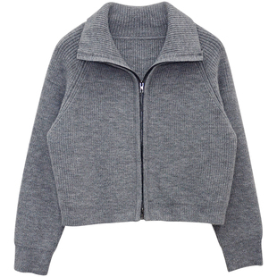 一三良品小个子 高领毛衣秋冬外穿新款百搭宽松拉链针织开衫外套