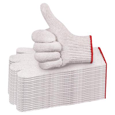 60双手套劳保耐磨工作防滑加厚白棉纱线尼龙劳工劳动工地干活手套