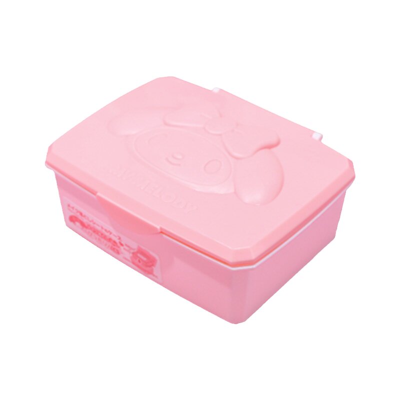 正版三丽鸥美乐蒂翻盖收纳盒HelloKitty化妆棉签棒牙线文具湿纸巾