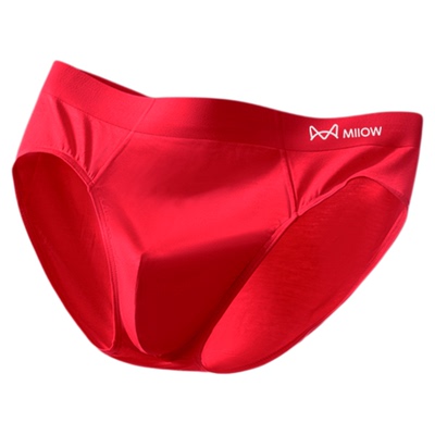 猫人男士三角内裤本命年大红色