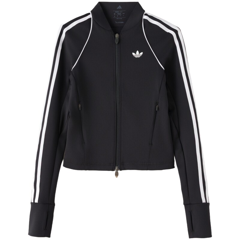 Adidas三叶草女子2026秋新款高腰修身显瘦短款休闲运动外套KT7029