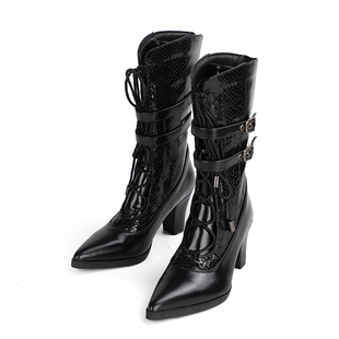 再贩定金丨暗夜/晨曦丨摩多modo复古骑士靴哥特尖头lolita鞋