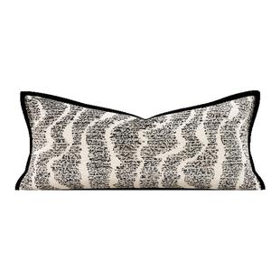 柏洛斯Modernity『凌空』轻奢高级黑白绣花纹客厅腰靠垫床头抱枕