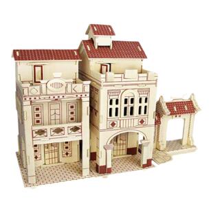 3d立体拼图 木质 成人儿童手工拼装益智模型 下河桥拼图 广州骑楼