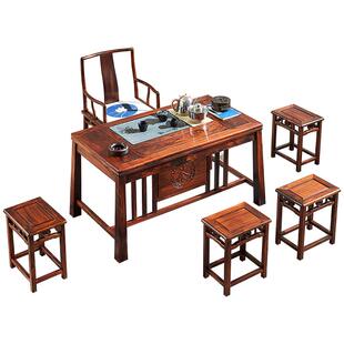 唐百年红木茶台印尼黑酸枝阔叶黄檀新中式客厅中式茶桌椅组合套装