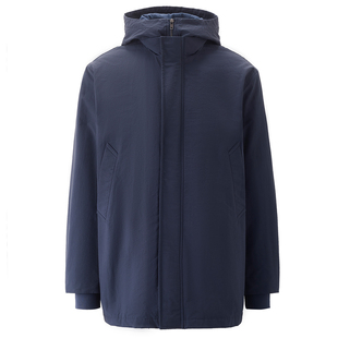 设计师款佐丹奴棉服夹克男新款假两件中长款连帽棉衣外套18075832