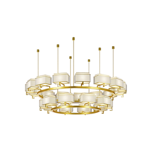 新中式餐厅灯酒店酒楼定制大吊灯双层吊灯饭店包厢包间灯具宴会厅