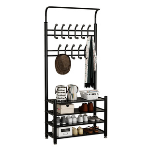 晾衣架落地家用门厅挂衣架卧室简易鞋架室内收纳凉晒衣服衣帽架子