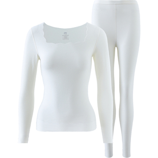 六只兔子保暖内衣女小羽绒3A抗菌发热加绒低领打底衫秋衣裤套装