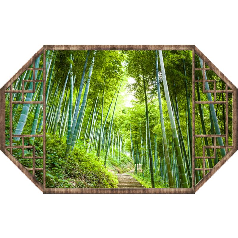 仿真3D假窗戶風(fēng)景墻貼畫 客廳背景墻壁畫自粘假窗貼海景裝飾貼畫