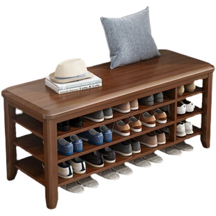 全实木鞋柜家用门口换鞋凳鞋架一体进门可坐穿鞋凳多层入户门鞋柜
