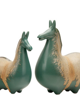 新中式国风美学陶瓷马摆件装饰品