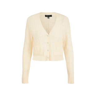 MARYLING玛俪琳初秋新品米白色V领法式针织开衫A1EFW08290