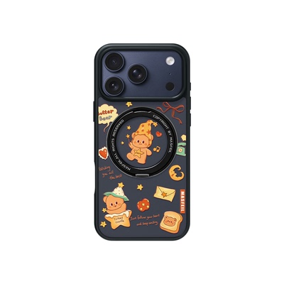 MASFEIL × 熊仔星星适用苹果17promax手机壳iPhone16pro新款磁吸带支架ip15全包Fo5支点高级感17好看可爱套